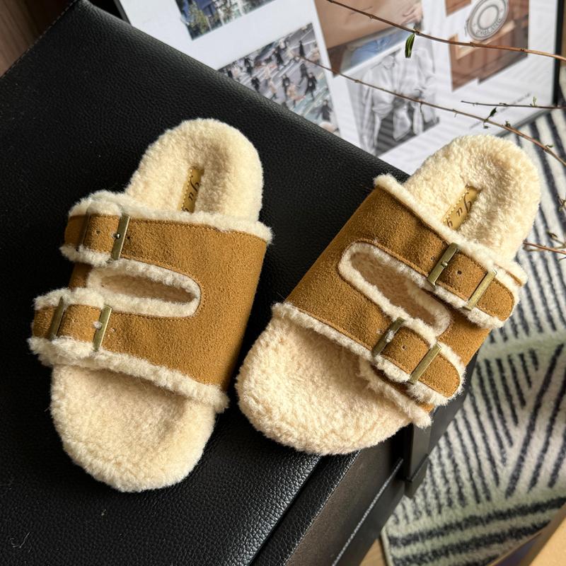 Fashion Fur Women Cotton Slippers Flats Fashion Walking Shoes Winter New Designer Boots Woman 2025 Cozy Short Plush Botas Mujer Zapatos