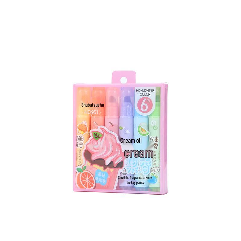 Fruity Scented Fluorescent Highlighters, Non-Toxic, 6-Color Set