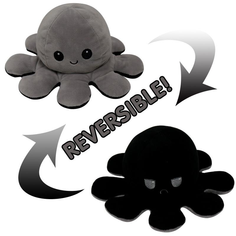 Reversible Flip Stuffed Octopus Plush  Doll Soft Simulation Reversible Plush Toy Double-sided Color