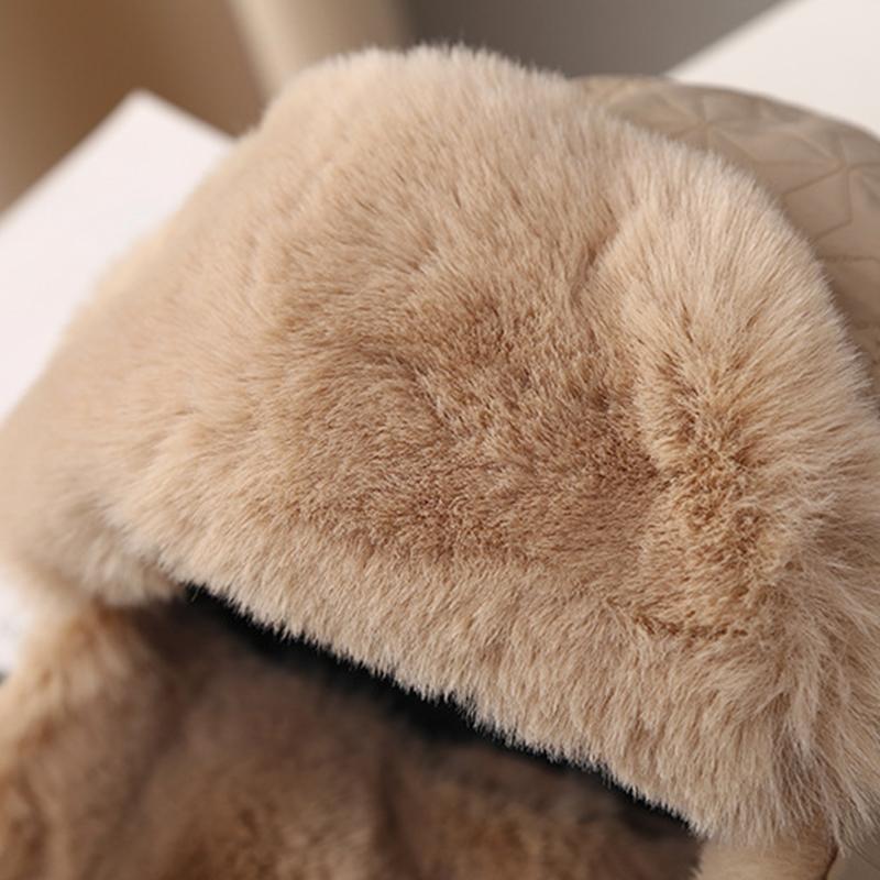 Women Winter Aviator Trapper Hat Plush Bomber Hat Ear Protection Solid Color Flap Hats Warm Fleece