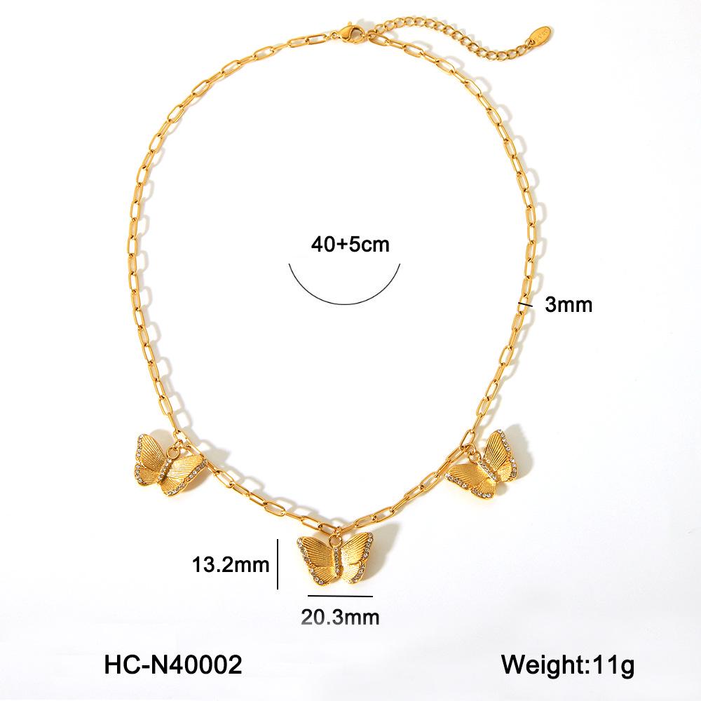 

Versatile, high-end rhinestone butterfly necklace for women - durable, fade-resistant summer jewelry.