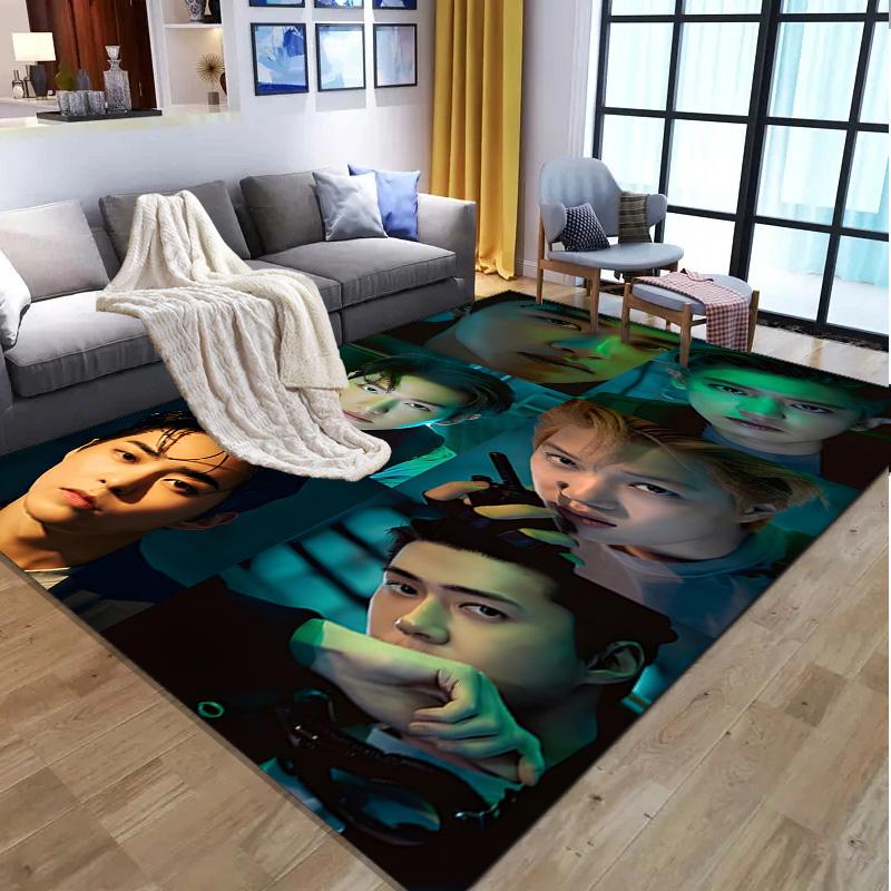 EXO Pattern Rug, Indoor/Outdoor Mat, for Picnic, Gameroom, Bedroom, Office, Living Room, Home Decor Carpet, Birthday Gift