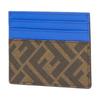 Fendi Diagonal Striped Texture FF Pattern Calfskin Card Holder Men Accessories Blue Brown 7M0164AFCBF1Q1O