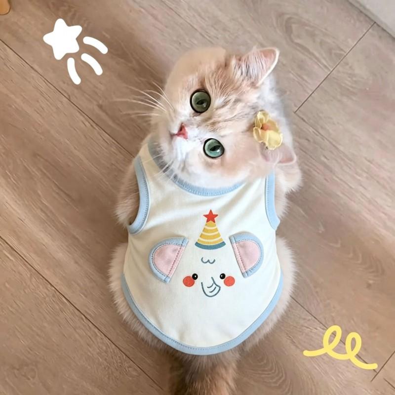 Cute Elephant Ear 3D Cartoon Cat Vest Kitten - Soft Breathable Pet Clothing S To XXL