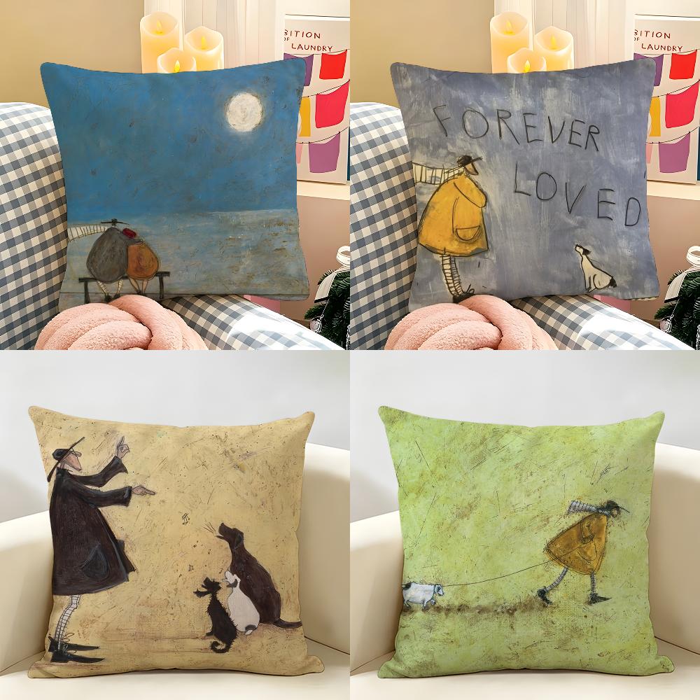 SSam Toft Art Retro Cushion Cover Natural Linen Organic Fabric DoubleSided Printing Room Sofa Decor Pillow Case