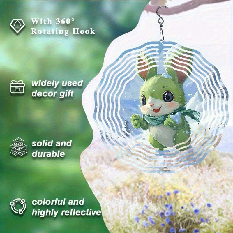 10 Zoll Hängender Windspinner mit 360-Grad-Haken für Balkon-Gartendekor Frühling Sommer Außendekoration