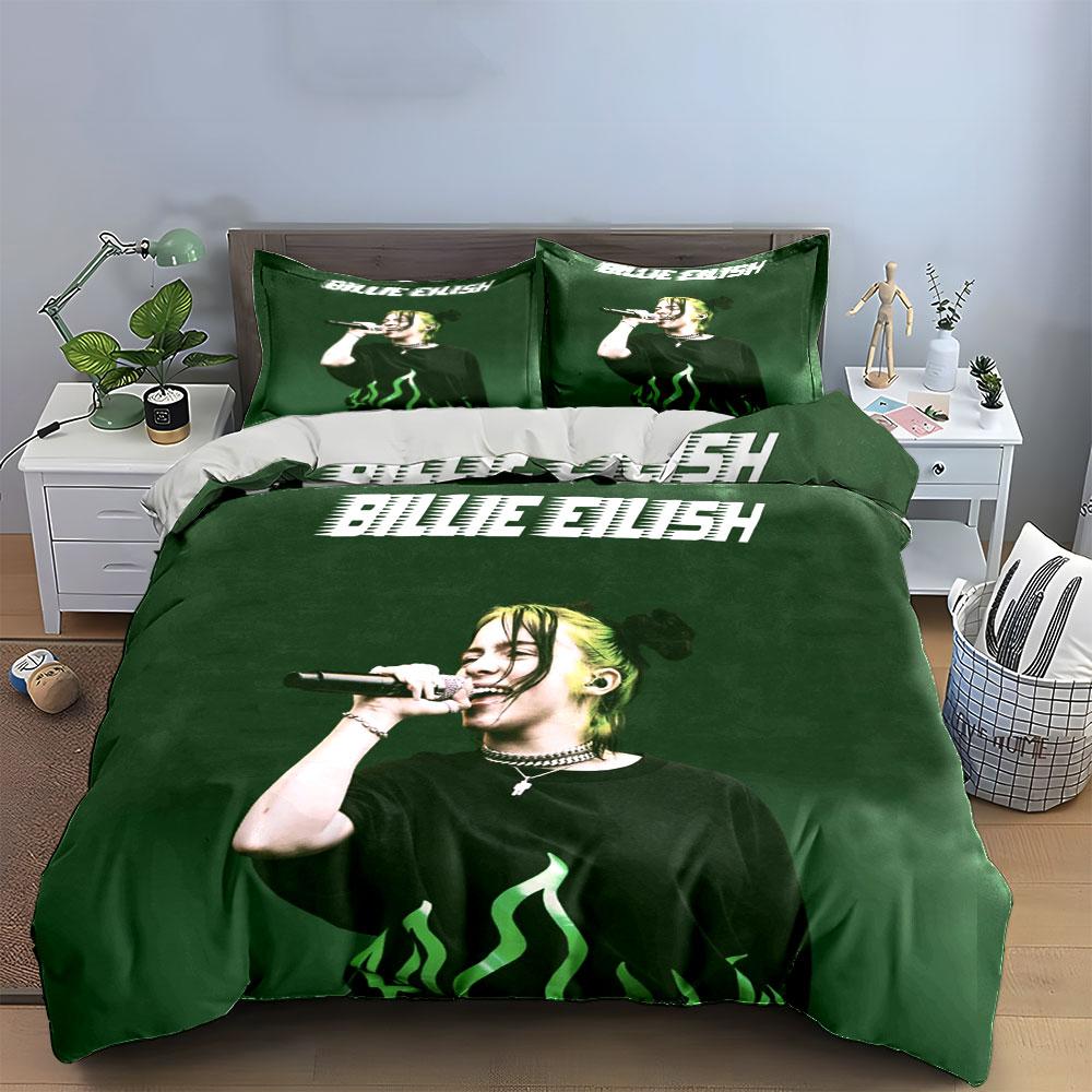 Billie Eilish Green Bedding Set Bedding Duvet Cover Set Duvet Cover Pillowcases (1*Duvet Cover 2*Pillowcases, Without Duvet Insert)