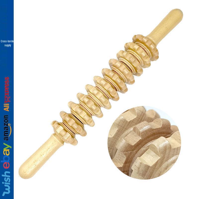 Beech 11-Wheel Dough Roller & 12-Wheel Wooden Massager Stick for Home Use Beech 11-wheel 38.5*5.5cm
