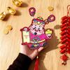 Creative 2026 Year of the Horse Cartoon Wiggling Ears Refrigerator Magnet - God of Wealth Three-Dimensional Spring Festival Ornament.
