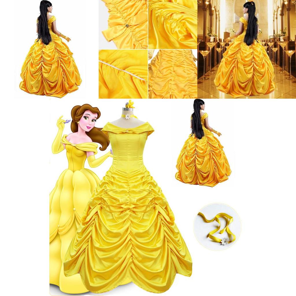 Elegant Fairytale Beauty And The Beast Princess Belle Cosplay Costume Dress For Women