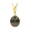 Pendant - Pearls &; Colors - Tahiti Cultured Pearl 9-10 Mm Pear - Yellow Gold 375/1000 - A+ Quality - Woman
