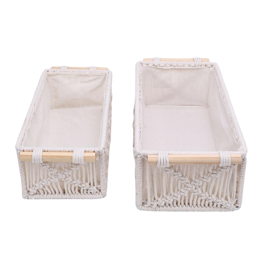 2PCS Bohemian Tassel Storage Baskets Handmade Woven Decorative Countertop Toilet Tank Topper Paper Basket Cabinet