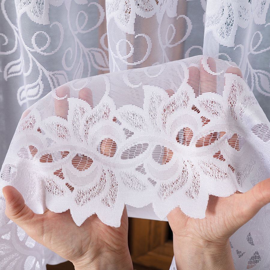 BASTIA - Ready-made Jacquard Curtain with a Straight Hem - 400x160 Cm - White