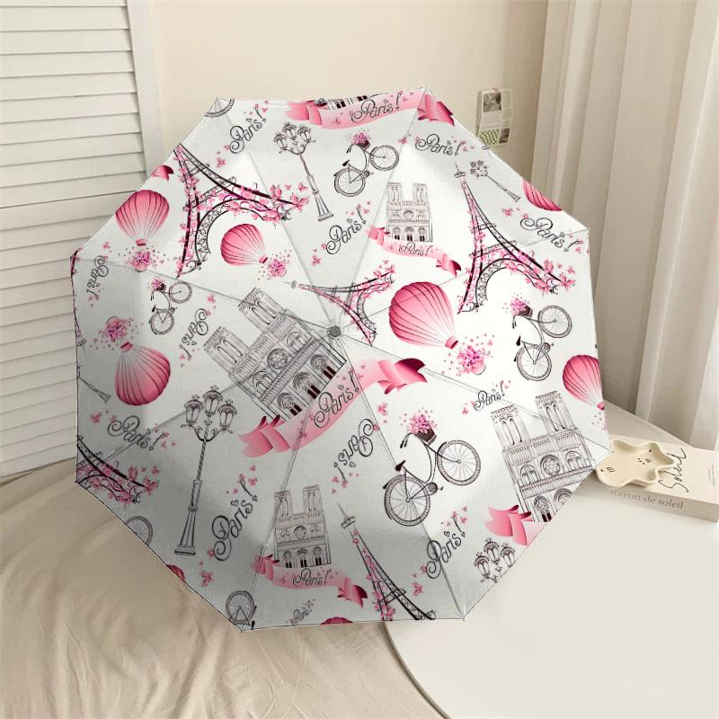

1PC Paris bicycles Umbrella-8-Rib Reinforced, Automatic Open, Lightweight & Durable, Cute Fashion Accessory for Outdoor-A1233