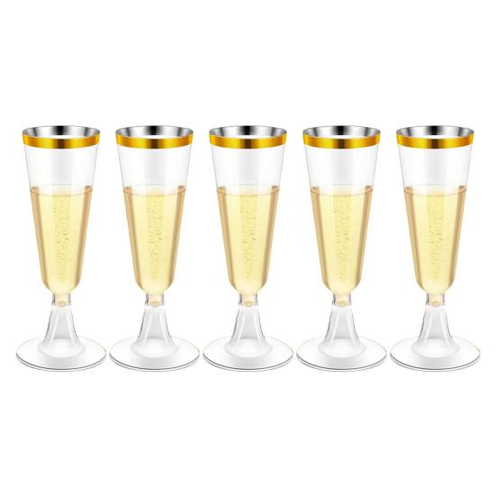5 Bucăți Pahare Tip Tumbler din Plastic 150ml Transparente Elegante De Unică Folosință pentru Petreceri cu Margine Aurie Ușoare Recipiente pentru Băuturi pentru Nunți Recepții Și Sărbători