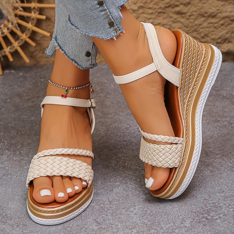 Sandali con Zeppa Intrecciati alla Moda per Donna Sandali Piattaforma Leggeri con Cinturino a Fibbia Donna Estate Suola Spessa Sandali da Spiaggia Donna