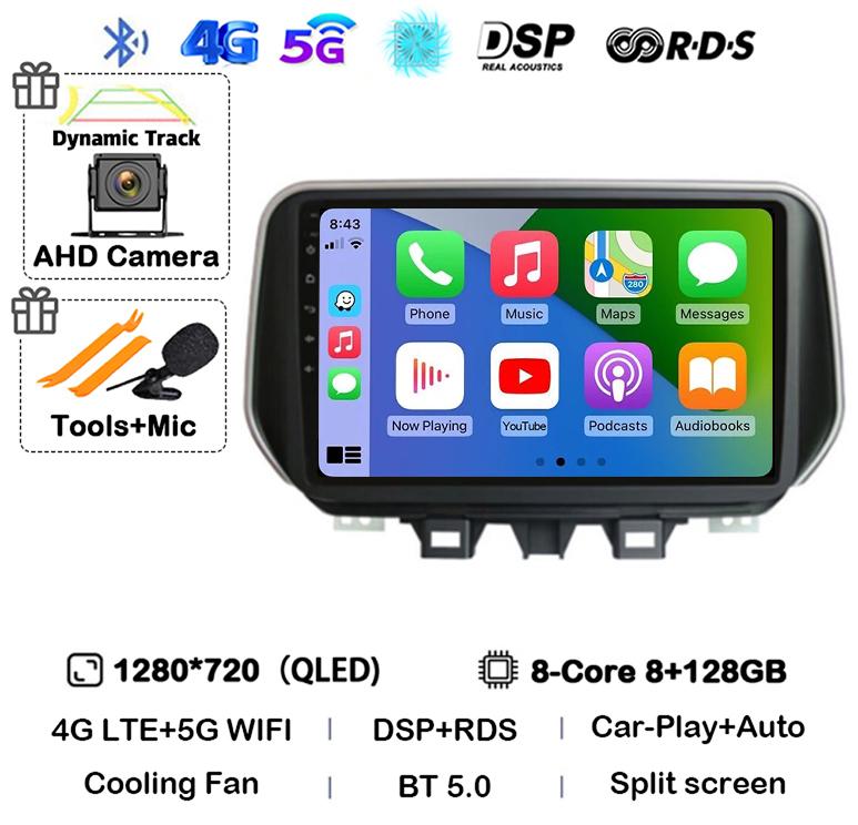 Android 14 Carplay Auto WIFI+4G For Hyundai Tucson IX35 2018 2019 2020 Car Radio Stereo Multimedia Player GPS BT 360 Camera DSP