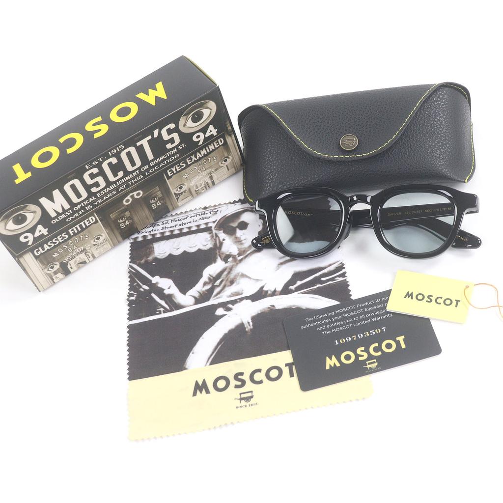 Excellent MOSCOT sunglasses DAHVEN Eyewear Black Blue Lens mens Used