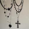 Personalized Punk Star Heart Cross Chain Double Layer Necklace For Men Women Y2K Fashion Trend Rock Party Grunge EMO Accessories