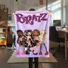 1Pc Bratz Doll Print Flannel Blanket, High quality Comfortable for All Seasons, Home Decor, Warmth and Comfort, Perfect for Gifts