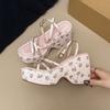 thick-soled wedge sandals women's new summer small man height increase word with open-toed Roman shoes