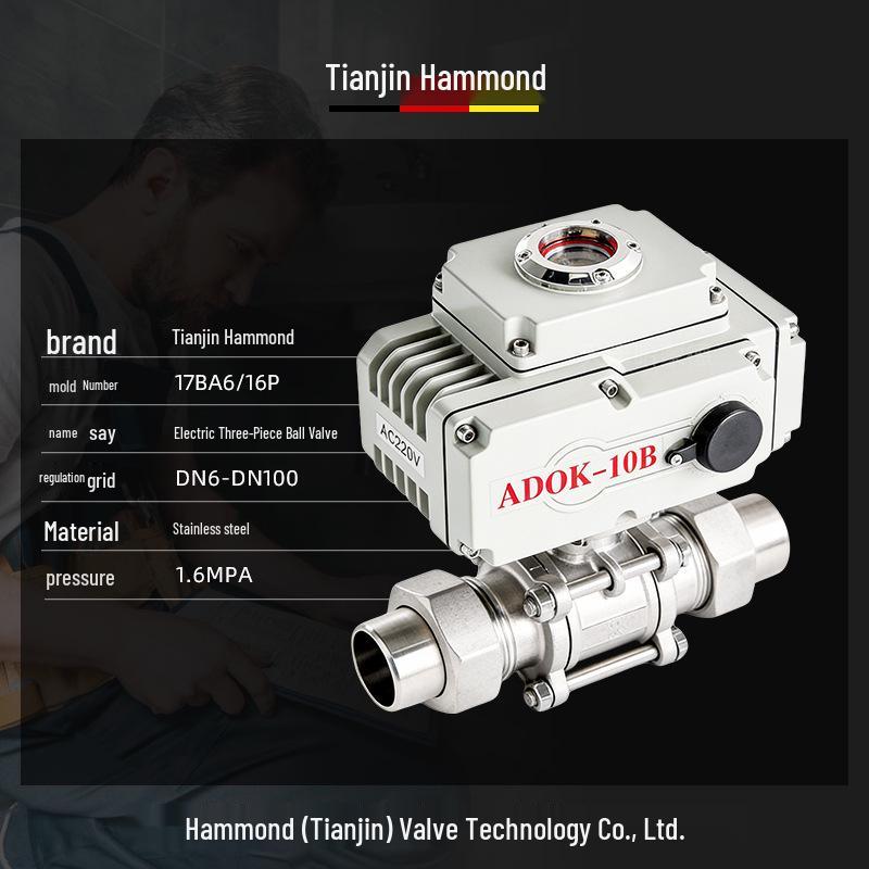 Hammond Electric Stainless Steel Ball Valve Q621F-16P304: Three-Piece Male Thread Welding Butt Weld Cut-off Valve for High Temperatures