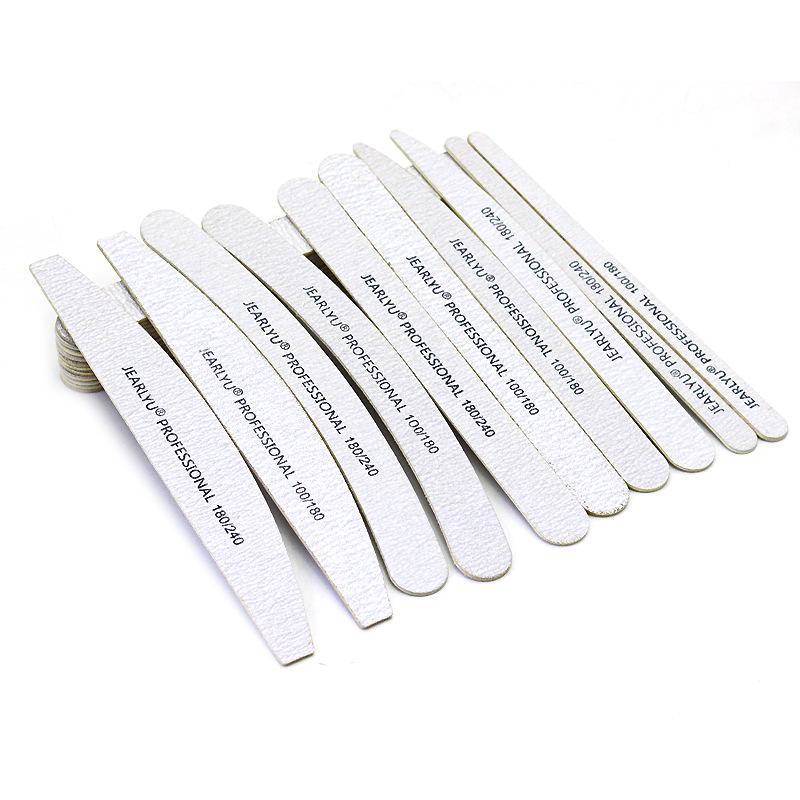 Premium Thick Nail Art Wood File - High-Quality Gray White Sandpaper, Knife & Half Moon Shape