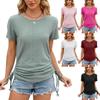 Spring Summer New Women's Solid Color Crew Neck Loose Short Sleeve T-shirt Drawstring Top For Amazon Cross-border Foreign Trade