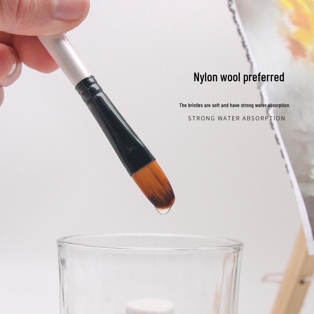 Children's 12-Piece Nylon Hair Paintbrush Set for Watercolor and Oil Painting