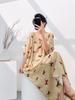 1011 new cotton silk nightdress women's spring thin high-end sweet wind printing knee-length skirt can be worn outside