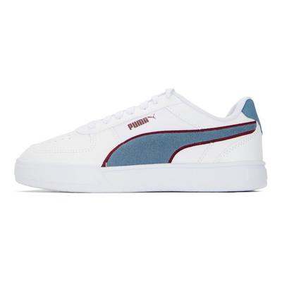 Caven Retro Prep Leather Low-Top Sneakers Unisex Sneakers White Blue 389331-01