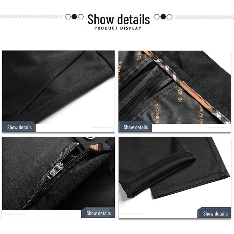 ROMON Men's Elastic Wrinkle-Resistant Straight-Leg Business Casual Pants