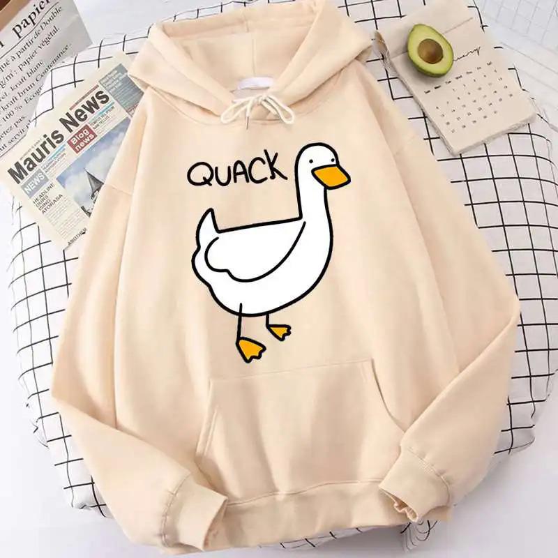 QUACK niedlicher Cartoon Gänsepullover Frühling und Herbst Herren- und Damen Langarmjacke Kapuzenpullover