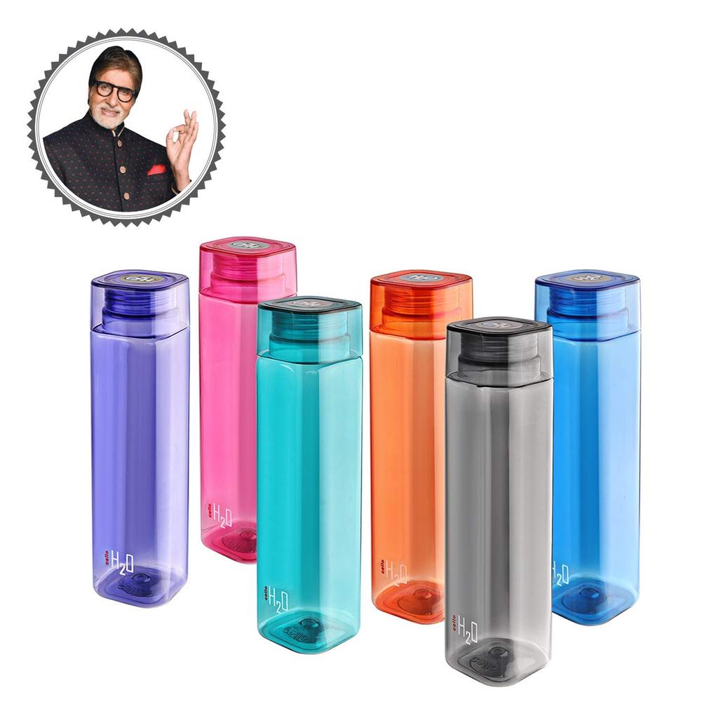 Unbreakable Plastic Water Bottles Set For Travel And Daily Use With 1L Capacity In Stylish Square Shape And Vibrant Assorted Colors
