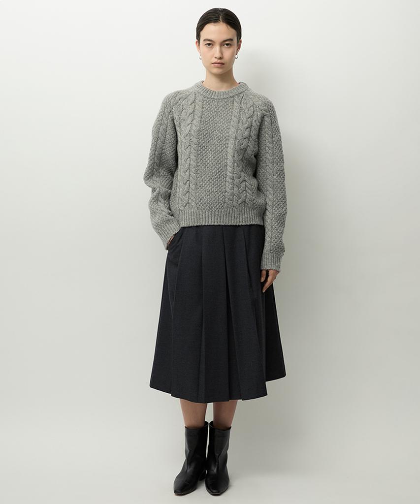 Leopeusaideuhwaiteulabel Organ Pleated Skirt Charcoal