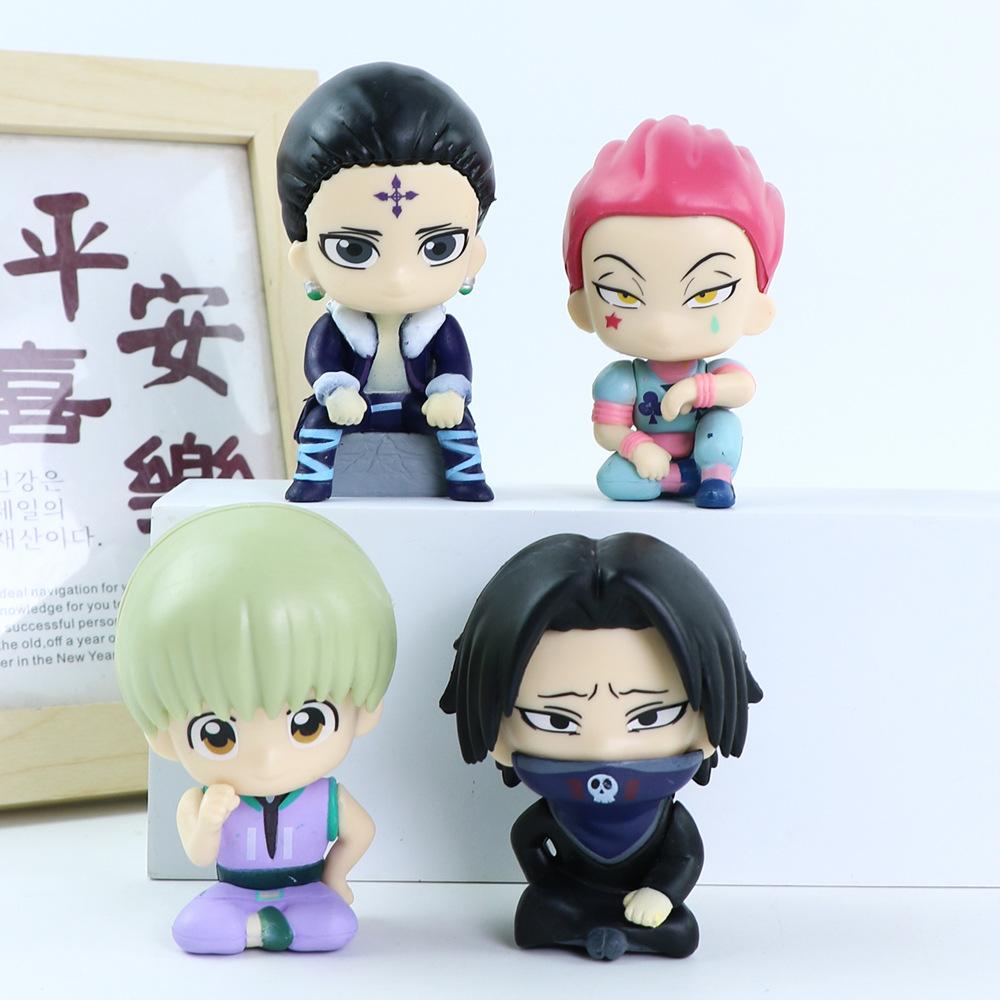 4pcs Hunter x Hunter Anime Action Figure Gon Alluka Zoldyck Chrollo Lucilfer Statuett Toys Model Doll Gift