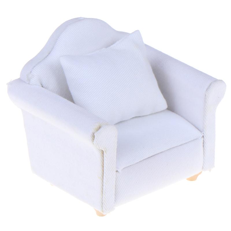 1/12 Dollhouse Miniature White Sofa With Back Cushion Doll House Accessories