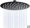 Steel Shower Head, Thin, Round, 20cm, Black, Slim, Shower Head