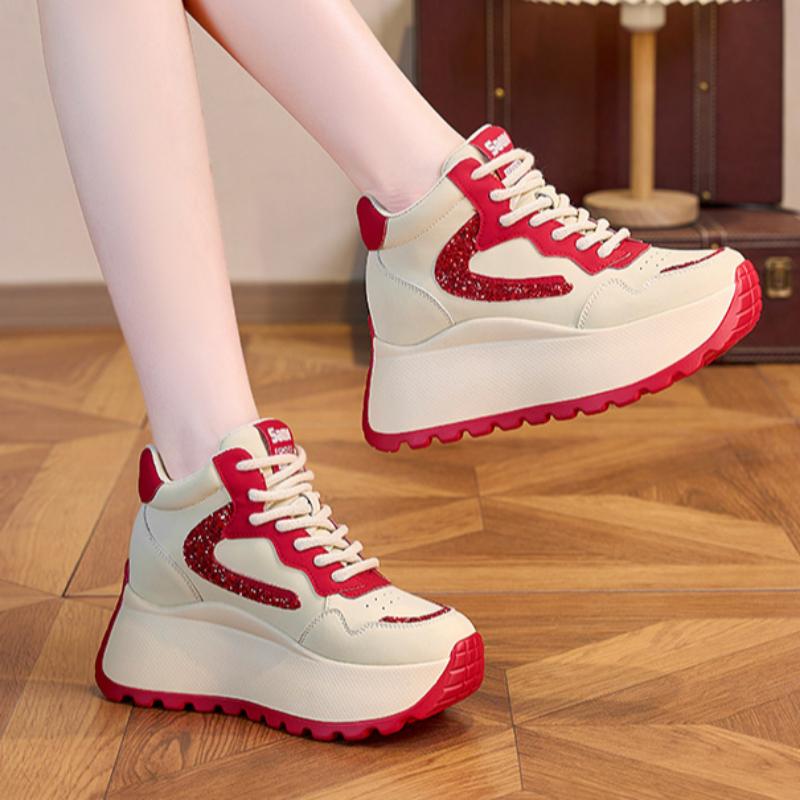 Autumn Genuine Leather Dad Shoes Casual Shoes for Women Forrest Gump Thick Sole Versatile Height-enhancing Retro Women's Shoes