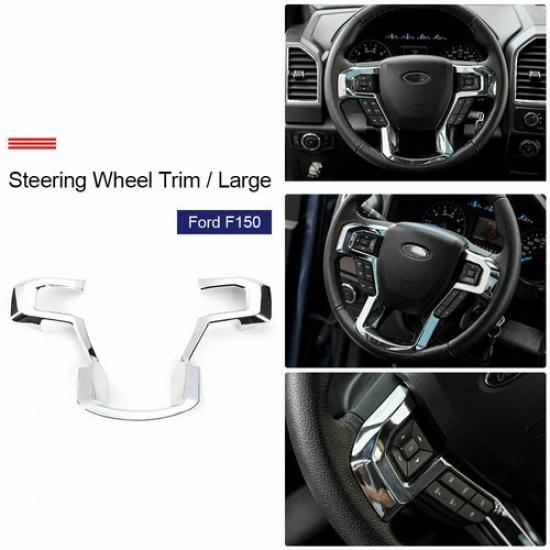 Chrome Steering Wheel Trim Moulding Decorative Cover for 2015-20 Ford F150 Parts