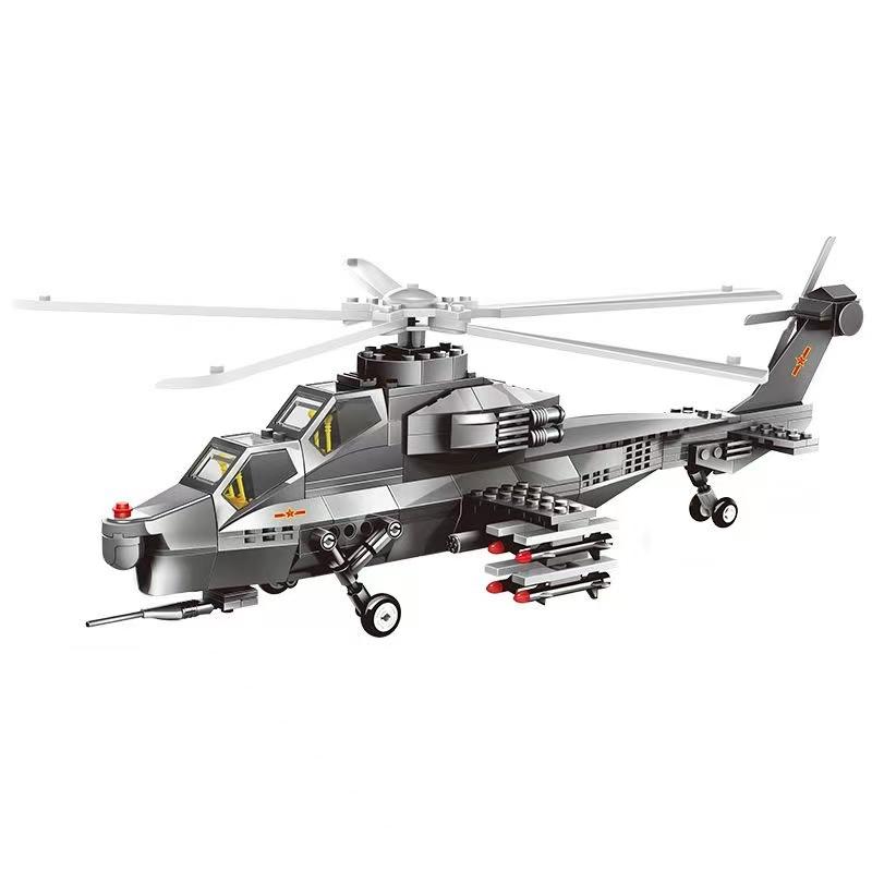 Wangge Military Armed Apache Helicopter Model Building Kit Educational Assembly Toy for Kids Gift 4007 NO BOX