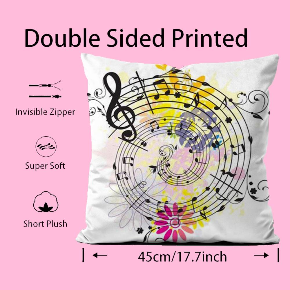 Sheet Music Printing Pillow Case Pattern Printing Pillowcase Living Room Sofa Cushion Cover Bedroom Room Decor