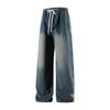 Men's American Retro Washed Straight Wide-Leg Jeans
