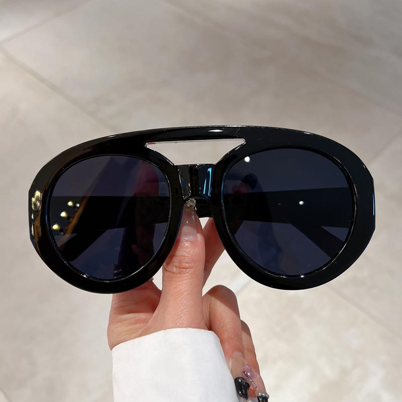 Oversized Round Goggle Men Fashion Double Bridge Gradient Candy Color Women Shades Eyewear Trendy New UV400 Sun Glasses