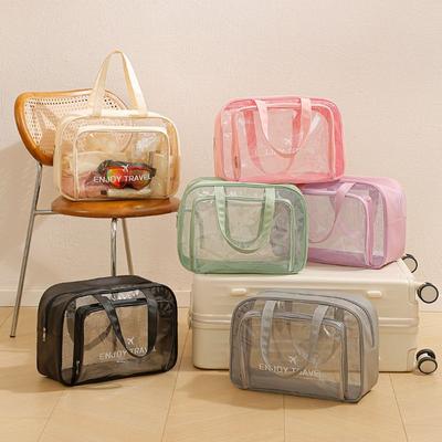 Large Capacity Waterproof Cosmetic Bag Pu Transparent PVC Make Up Bag Travel Storage Bag Multi-functional Portable