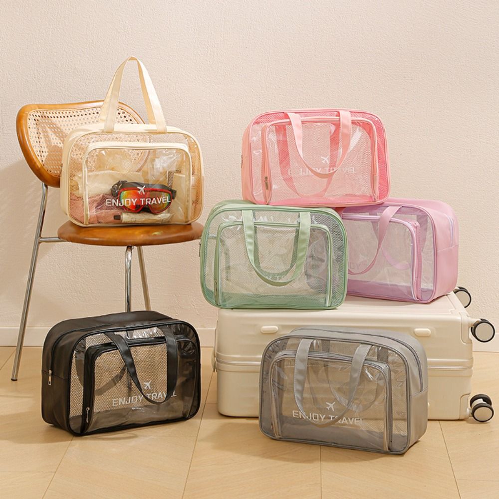 Large Capacity Waterproof Cosmetic Bag Pu Transparent Travel Storage Bag  Outdoor