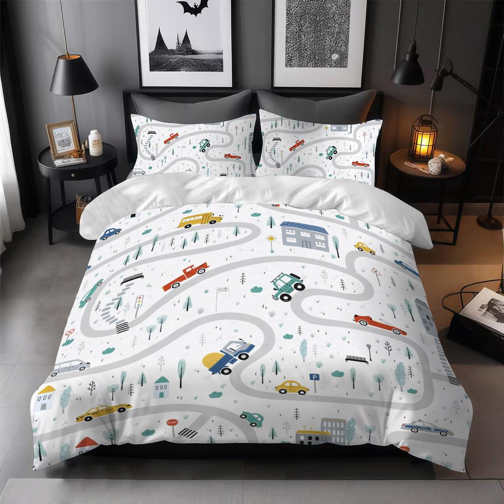Juego de colcha infantil de dibujos animados de tres piezas, kit de ropa de cama con impresión digital 3D