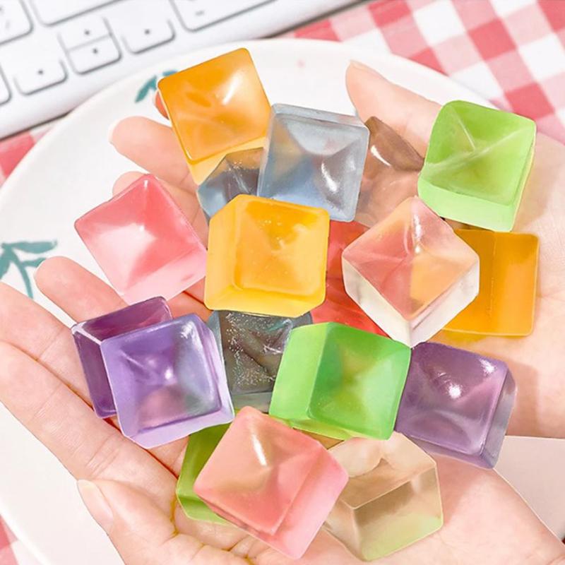 Ice Cube Shaped Fidget Toy Square Stress Relief Ball Squishy Squeeze Toys for Anxiety ADHD Stress Relief Sensory Toys for Adults