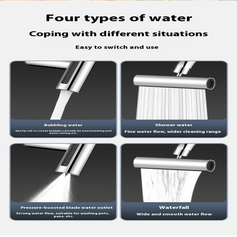 Baterie Bucătărie Cascadă Trei Moduri Universală Pivotantă Extensibilă Duză Anti-Stropire Chiuvetă Multifuncțională