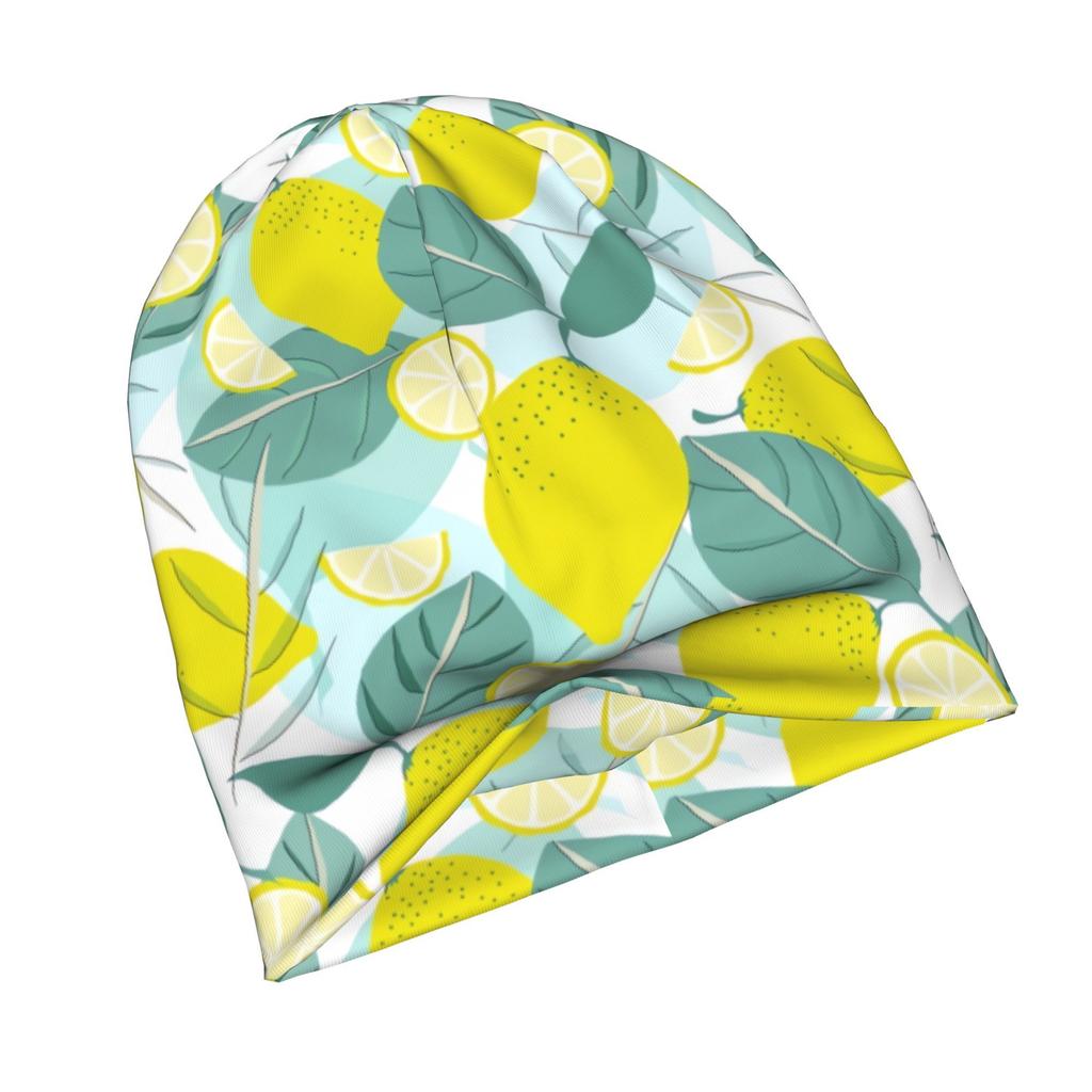 ZLIENSZUS Adult Lemon Slice Beanie Hat - 2D Flat Print Lemon Slice, Stylish Winter Suitable for Streetwear, Layering for Fall & Winter Outfits, Casual
